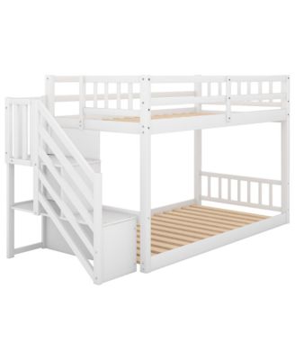 Streamdale Twin Over Twin Floor Bunk Bed, Ladder With Storage