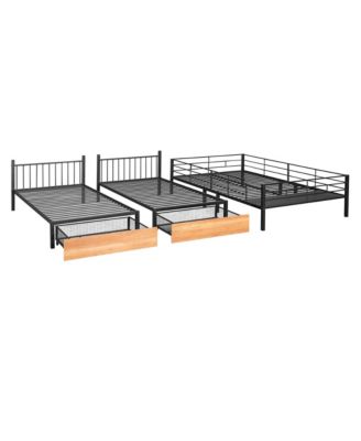 Streamdale Metal Triple Bunk Bed with Drawers and Rails