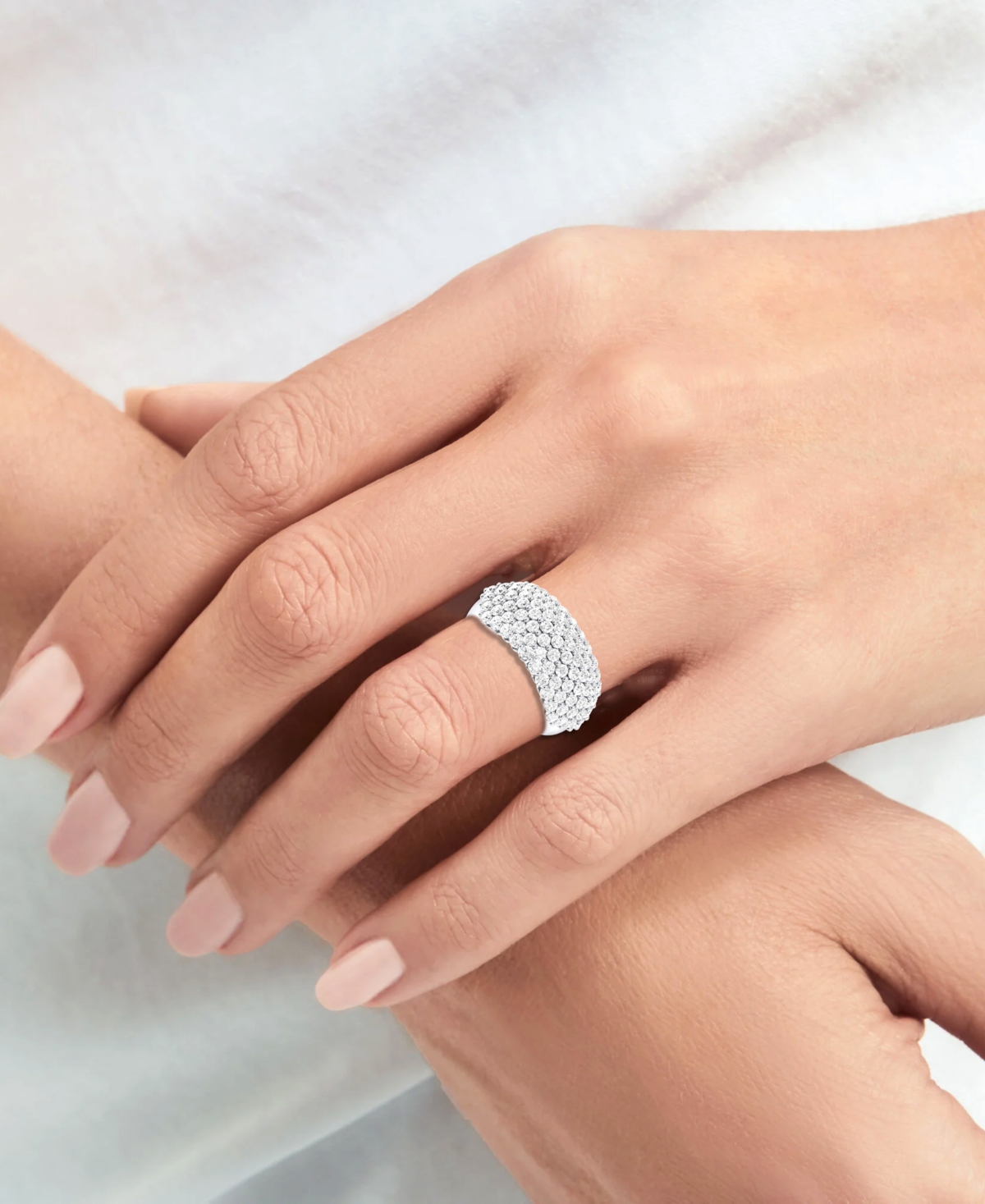 Forever Grown Diamonds Lab-grown Diamond Pave Band (2 Ct. T.w.) In Sterling Silver Or 14k Gold-plated Sterling Silver In Sterling Silver
