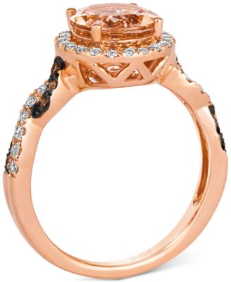 Morganite (1-3/8 ct. t.w.) & Diamond (3/8 ct. t.w.) Halo Ring in 14k Rose Gold