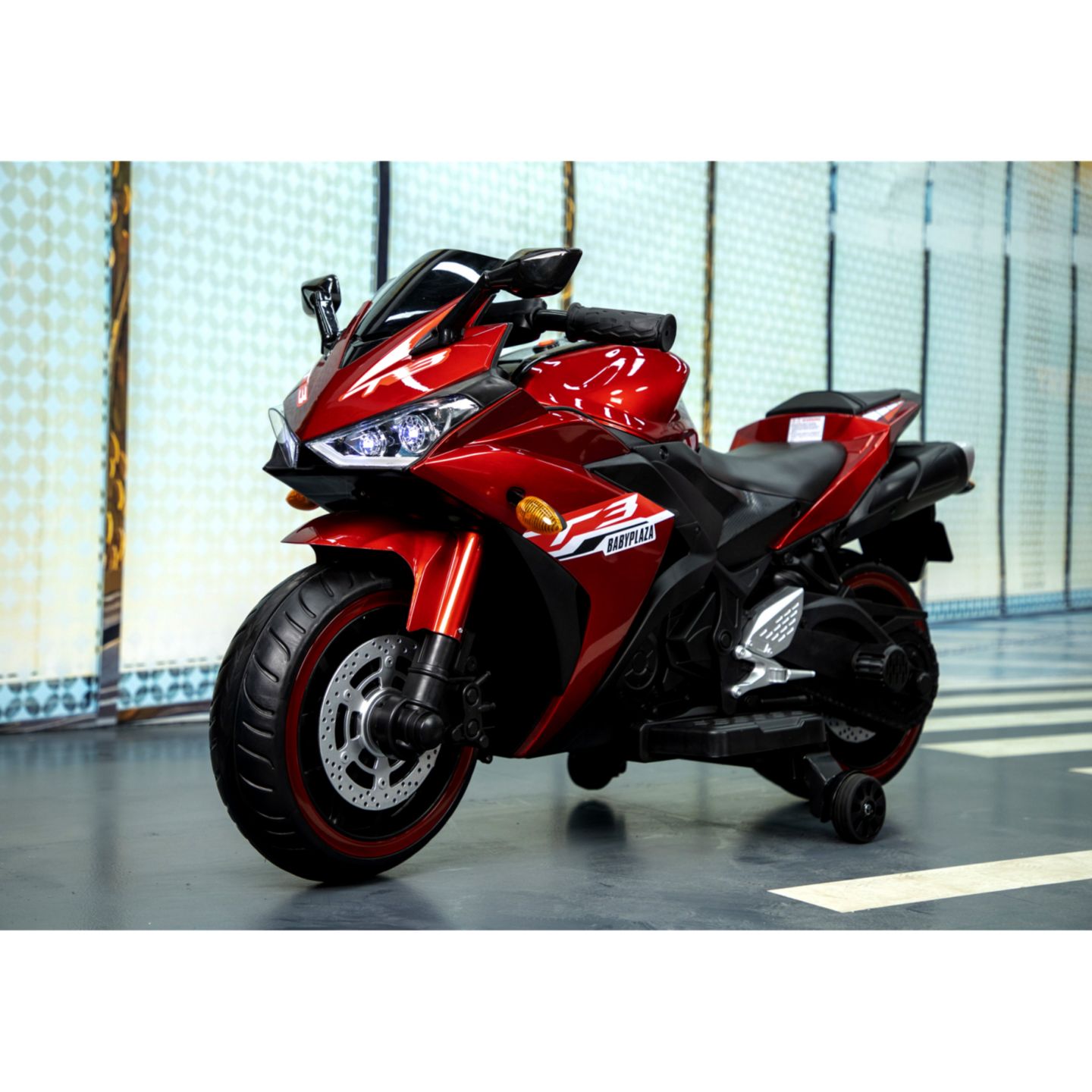 Детская игрушка Streamdale Furniture 12V Kids Ride-On Motorcycle with Training Wheels and Built-In Music, 3–7 лет, цвет: Красный — фото 4