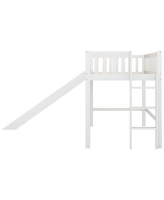 Streamdale Twin Size Low Loft Bed With Ladder And Slide