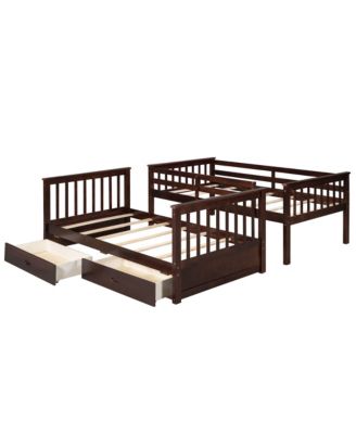 Twin Over Twin White Wooden Ladder Storage Bunk Bed