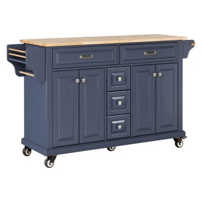 Cambridge Natural Wood Top Kitchen Island with Storage