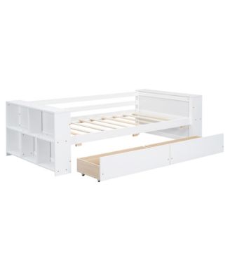 Streamdale Twin Size Daybed with Shelves and Drawers, White