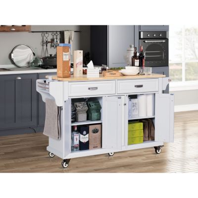 Streamdale Cambridge Natural Wood Top Kitchen Island with Storage