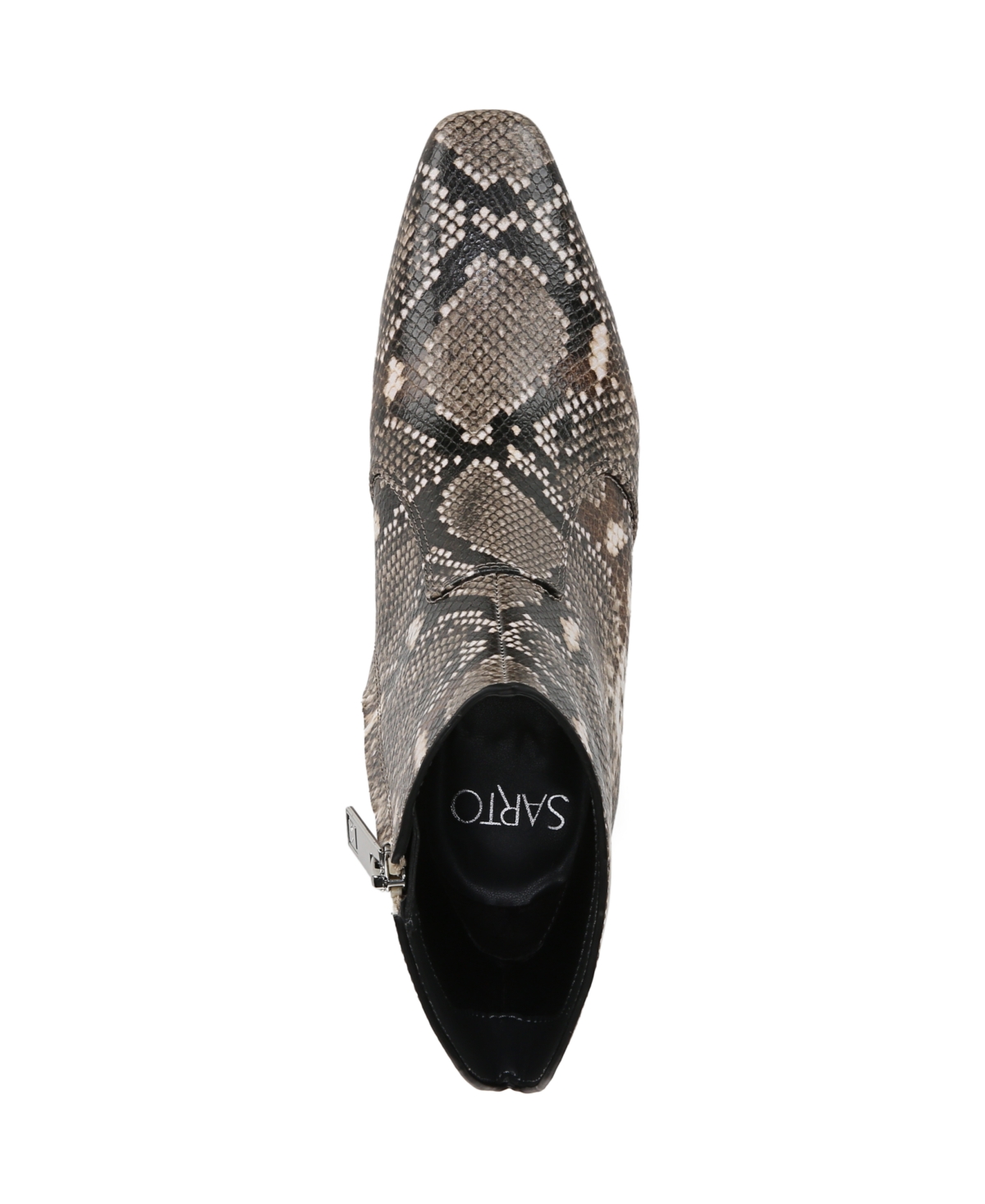 Franco Sarto Sarto By  Women's Alexandria Snipped Toe Kitten Heel Booties In Grey Snake Print Faux Leather