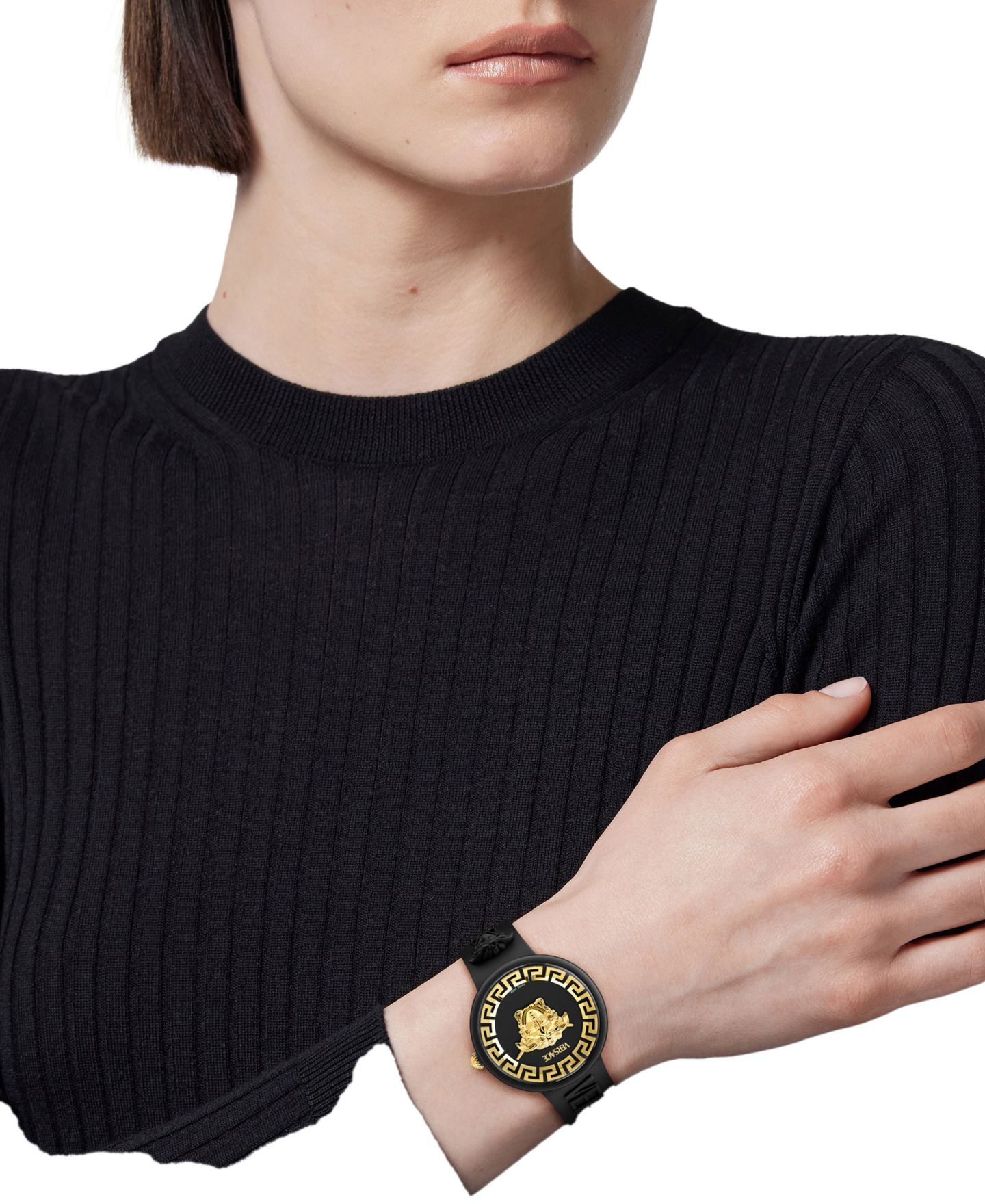 Женские часы Versace Swiss V-Pop Black Silicone Strap Watch 39mm — фото 5