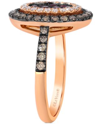 Chocolatier&reg; Passion Ruby (1/4 ct. t.w.) & Diamond (5/8 ct. t.w.) Halo Cluster Oval Statement Ring in 14k Rose Gold
