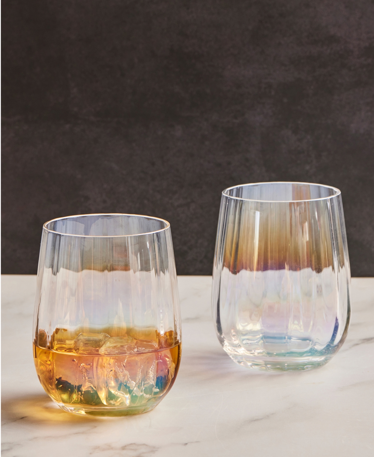 Anton Studio Designs Palazzo Double Old Fashioned Tumblers / Stemless Wines, Set Of 2 In Multicolor