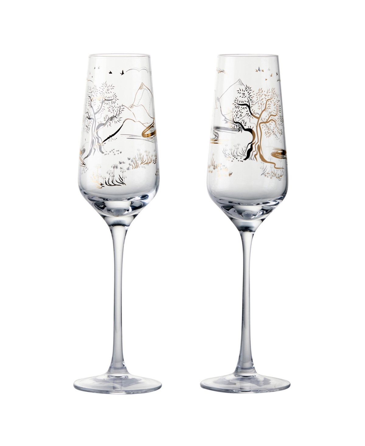 Anton Studio Designs Skye Champagne Flutes, Set Of 2 In Gold