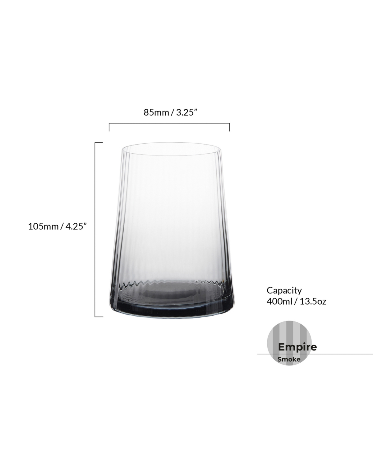 Anton Studio Designs Empire Double Old Fashioned Tumblers Smoke, Set Of 2 In Smoke