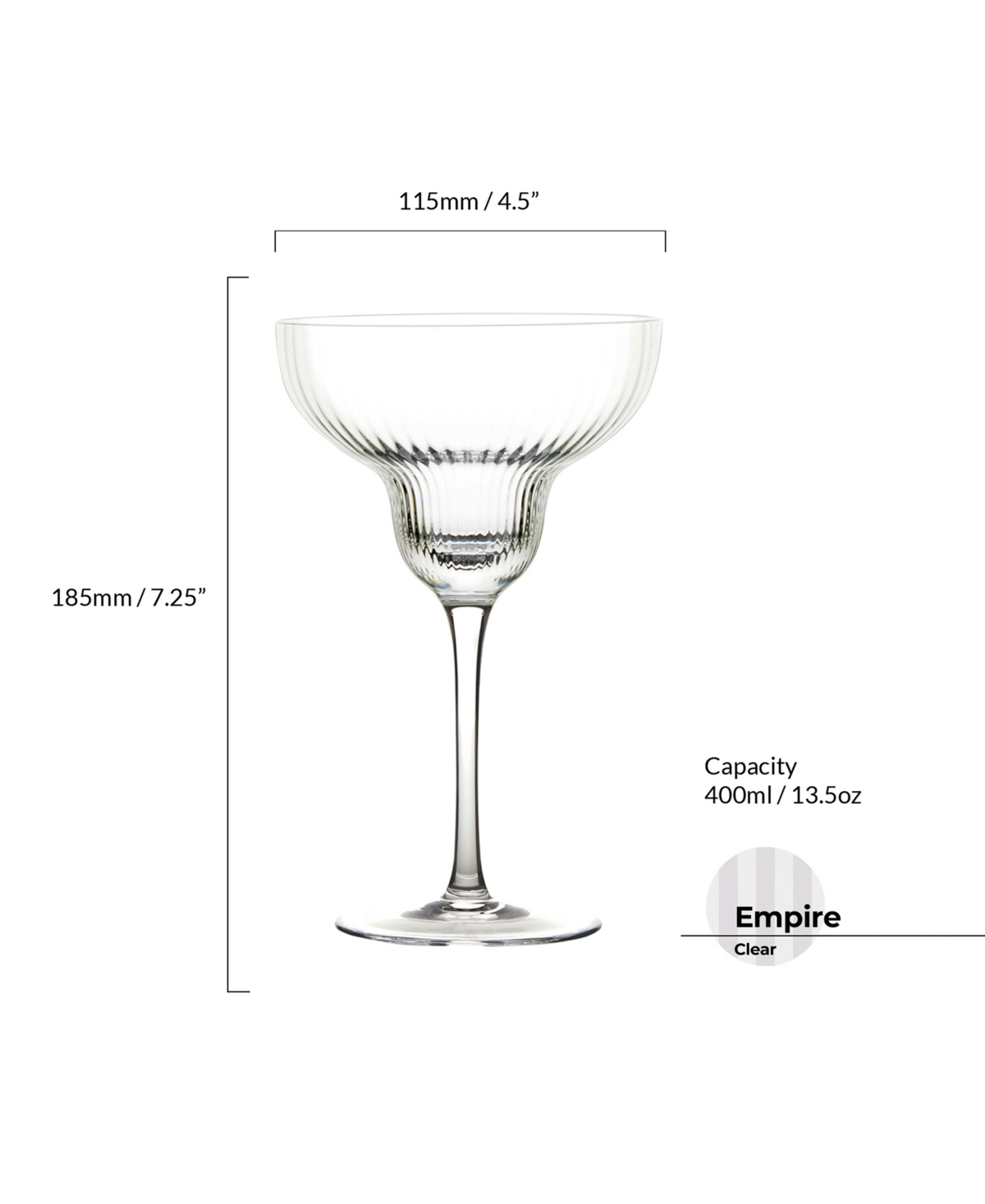 Anton Studio Designs Empire Clear Margarita Glasses, Set Of 2 In Clear