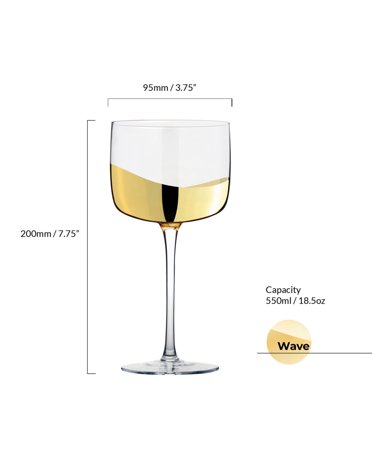 Anton Studio Designs Wave Gin Glasses, Set Of 2 In Gold