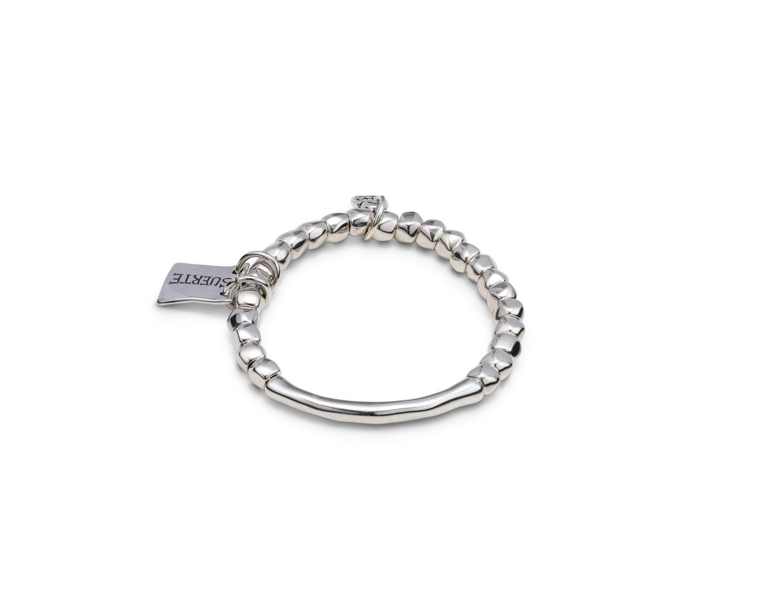 Sterling Silver Tubular Piece Beads Message Bracelet