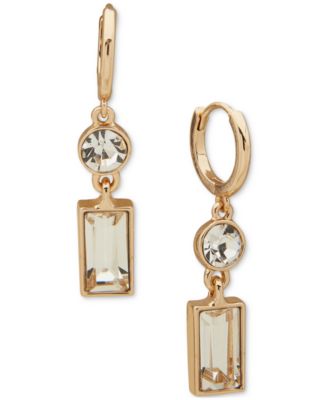 KARL LAGERFELD PARIS - Gold-Tone Crystal Mixed Cut Double Stone Drop Earrings