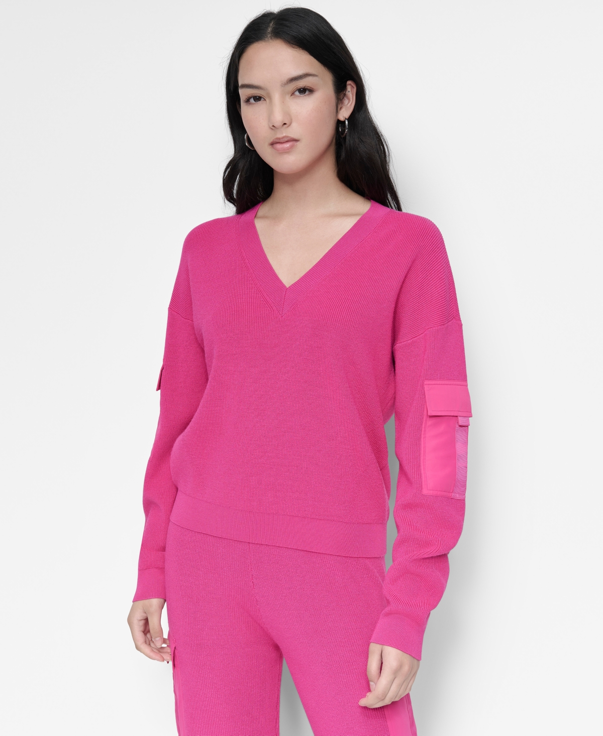 Dkny Women's Cargo V-Neck Sweater
