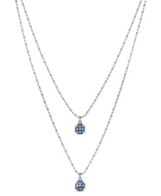 Sterling Silver Metal Alloy Double Chain Necklace