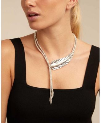 Sterling Silver Larger Feather-Shaped Piece Necklace