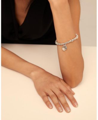 Sterling Silver Heart Padlock Metal Clad Bracelet