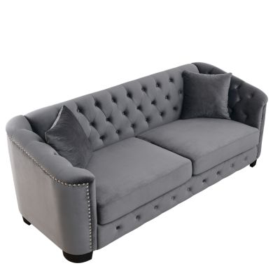 3-seater + 3-seater Combination sofa.Velvet Grey