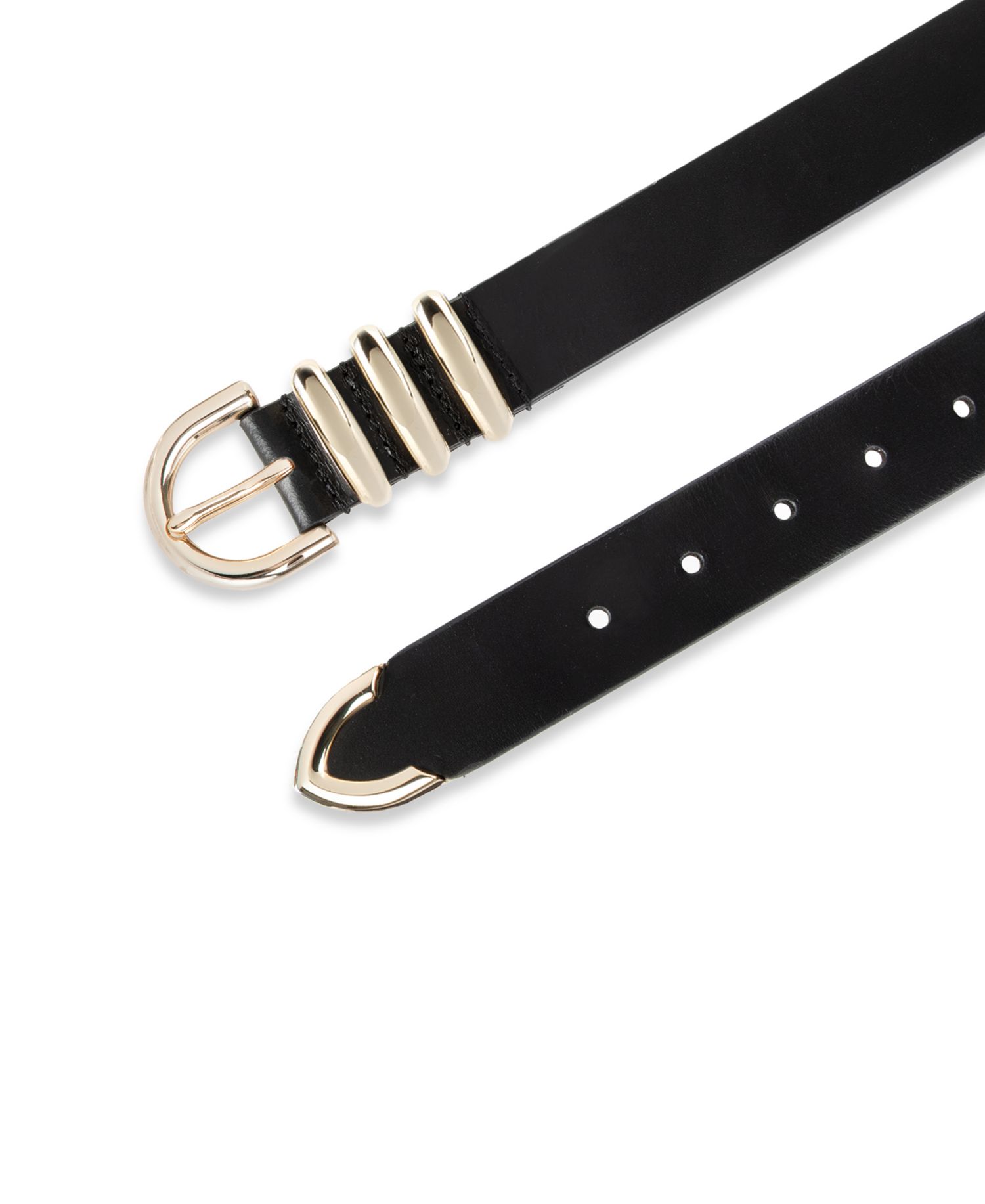 Women's Modern Triple Keeper Beveled Edge Leather Belt