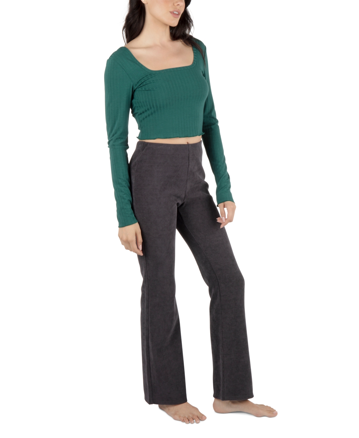 Shop Hurley Juniors' Pull-on Bootcut Veronica Pants In Charcoal