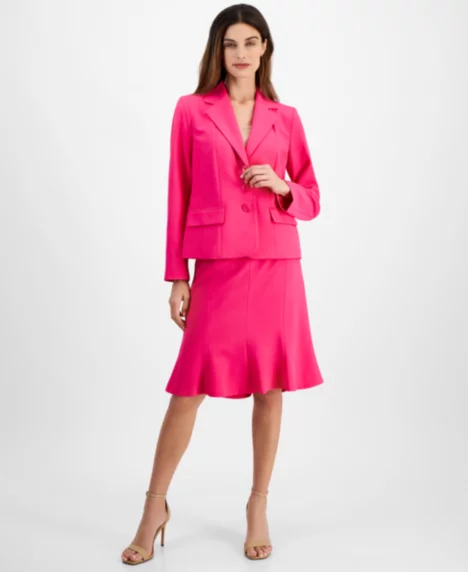 Women's Trumpet Skirt Suit Set, Regular & Petite - Lipstick