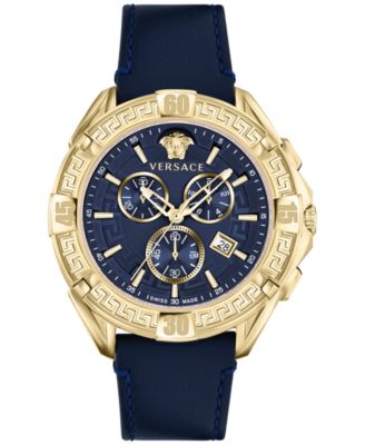 Versace - Men's Swiss Chronograph Sporty Blue Leather Strap Watch 46mm