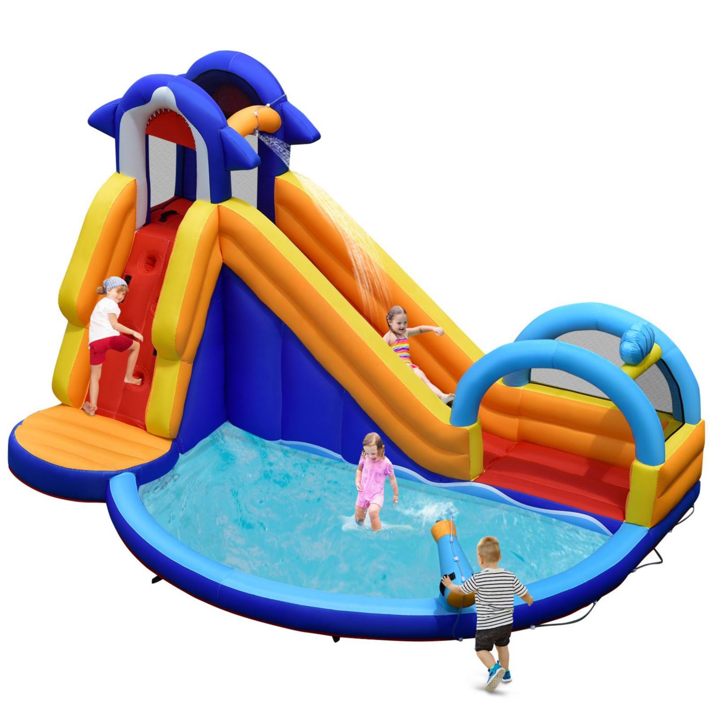 Детская игрушка GOUUN Shark-Themed Water Park Inflatable Bounce House with Slide and Splash Pool, For up to 4 Kids, Ages 3+ — фото 6