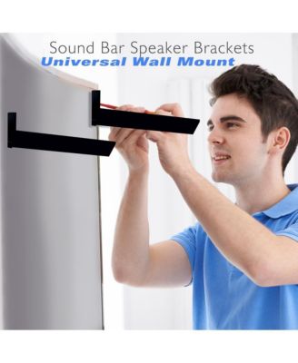 Universal Wall Mount Sound Bar Speaker Brackets, Adjustable Center Channel Hanging Mounts