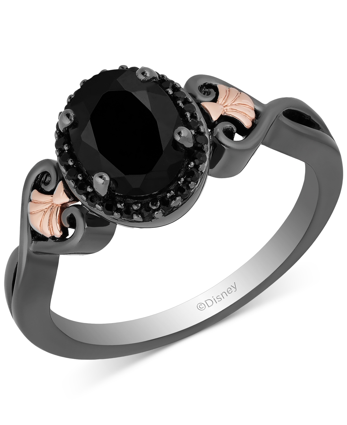 Onyx & Black Diamond (1/10 ct. t.w.) Ursula Ring in Black Rhodium-Plated Sterling Silver & 14k Rose Gold-Plate - Black Rhodium-