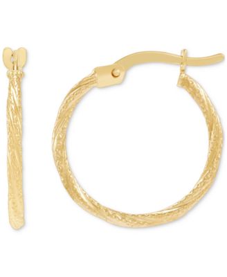 Macy's - Small Polished Twist Hoop Earrings in 14k Yellow Gold, 0.62"