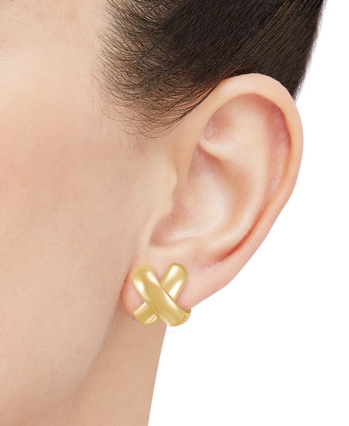 Macy's Polished Large Bold X Stud Earrings In 14k Gold-plated Sterling Silver In Gold Over Silver