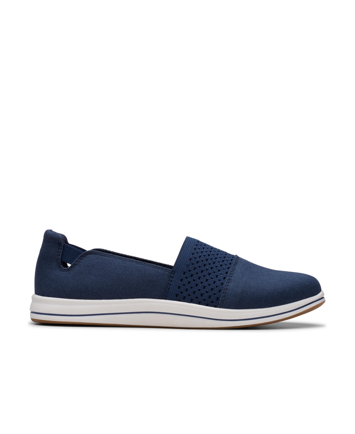 Clarks Women's Cloud Steppers Breeze Vibe Flat Shoes In Navy Textile