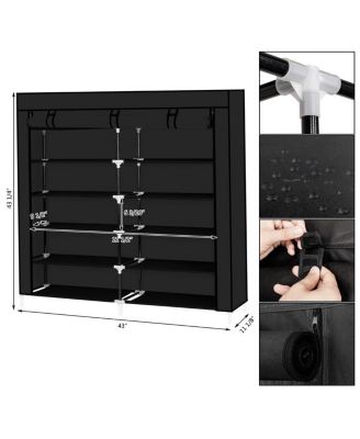 7-Tier Portable Shoe Rack with Fabric Cover for Organized Shoe Storage and Closet Organization