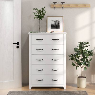 5 Drawer Chest Storage Dresser Tall Cabinet Organizer Bedroom Hallway