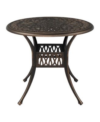 Round Top Courtyard Cast Aluminum Table - Bronze