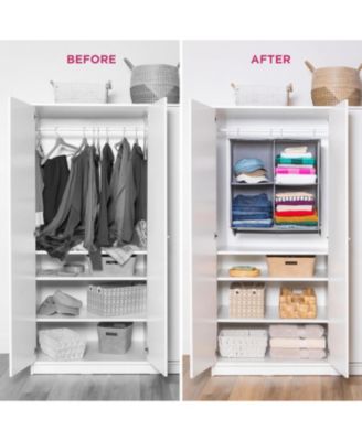 Hanging Closet Organizer with 4 Shelves and Black Metal Rod