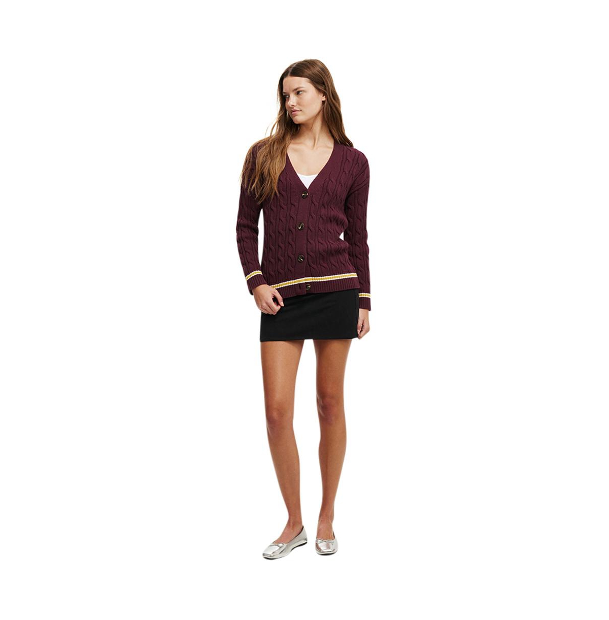 Cotton On Women's Varsity Cardigan -white marigold