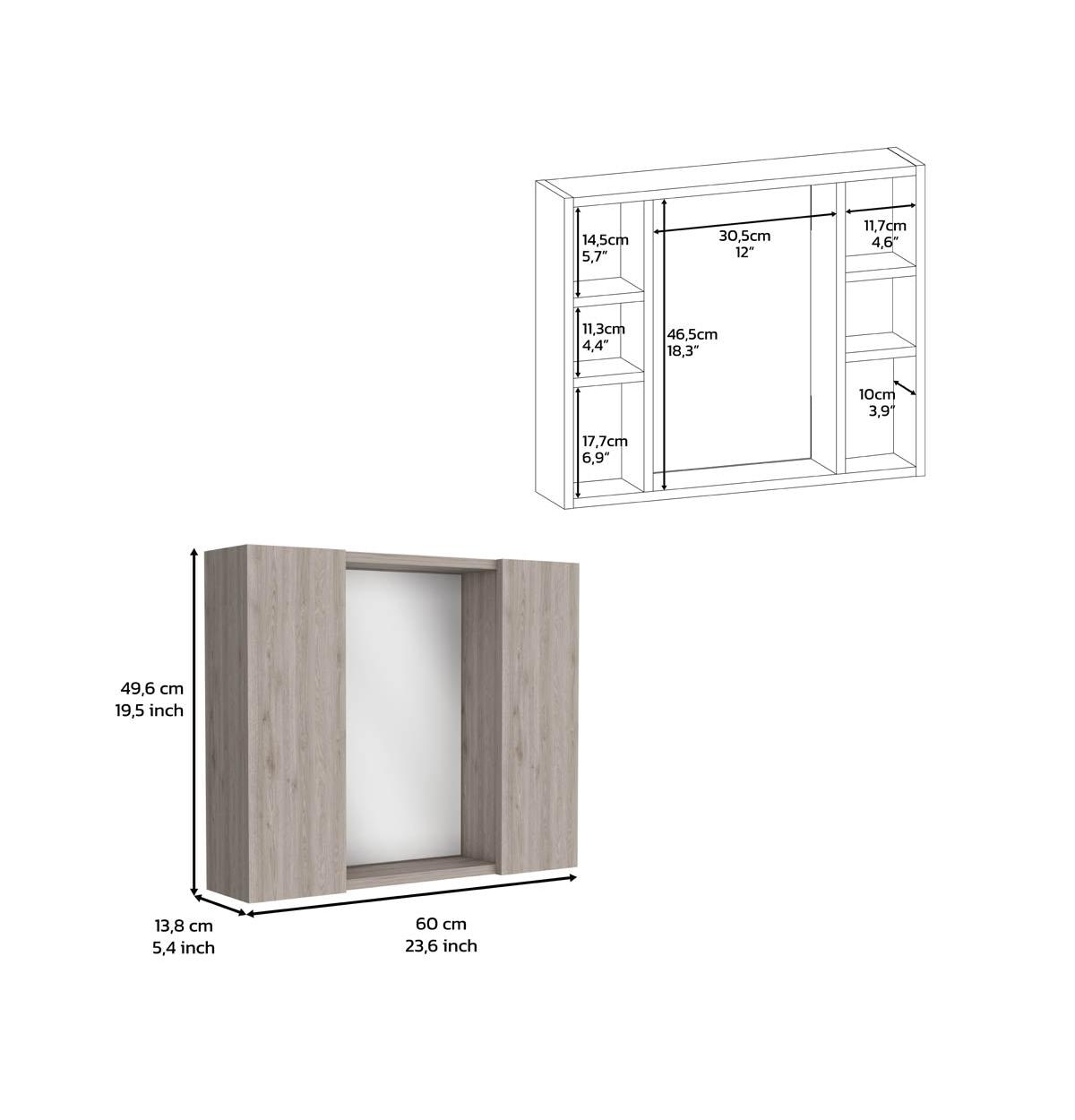 Depot E-Shop Garnet Medicine Double Door Cabinet, One External Shelf