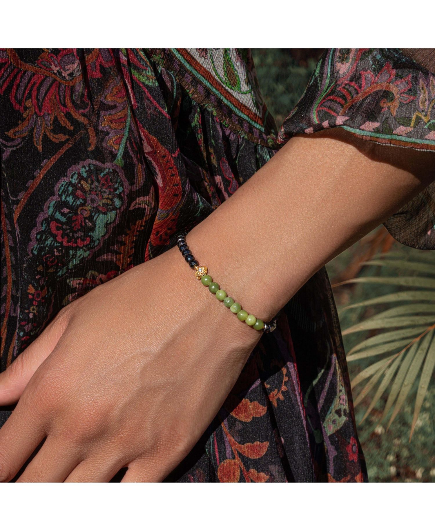 Jade Hematite Buddha Charm Bracelet