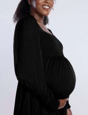 Maternity Smocked Babydoll Long Sleeve Mini Dress - Motherhood