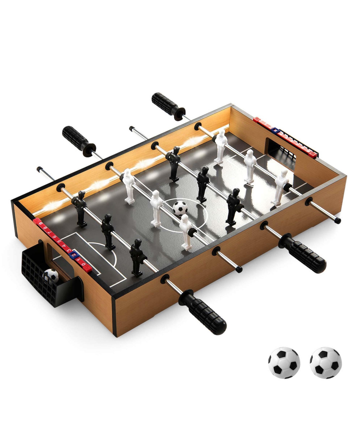 Game Room Size Football Table with Non-slip Handle 2 Footballs Realistic Players - Natural