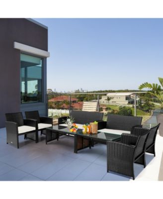 SUGIFT 4 Pieces Patio Rattan Cushioned Furniture Set