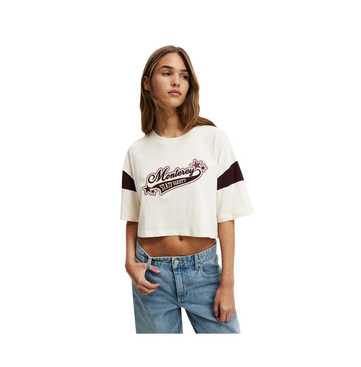 Women's Cotton On The Oversized Chopped Graphic Tee - oatmeal
