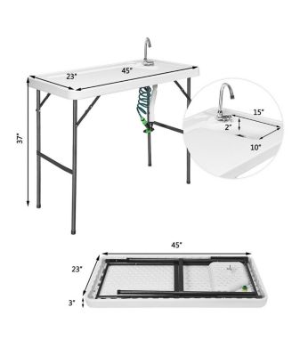 Folding Cleaning Sink Faucet Cutting Camping Table with Sprayer