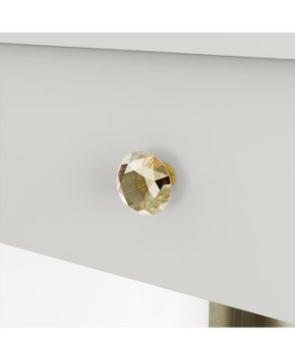  Modern Makeup Vanity Desk 9 Drawers Wood Dressing Table With 3 Mirrors, Hidden Storage Shelves, LED Bulb Lights