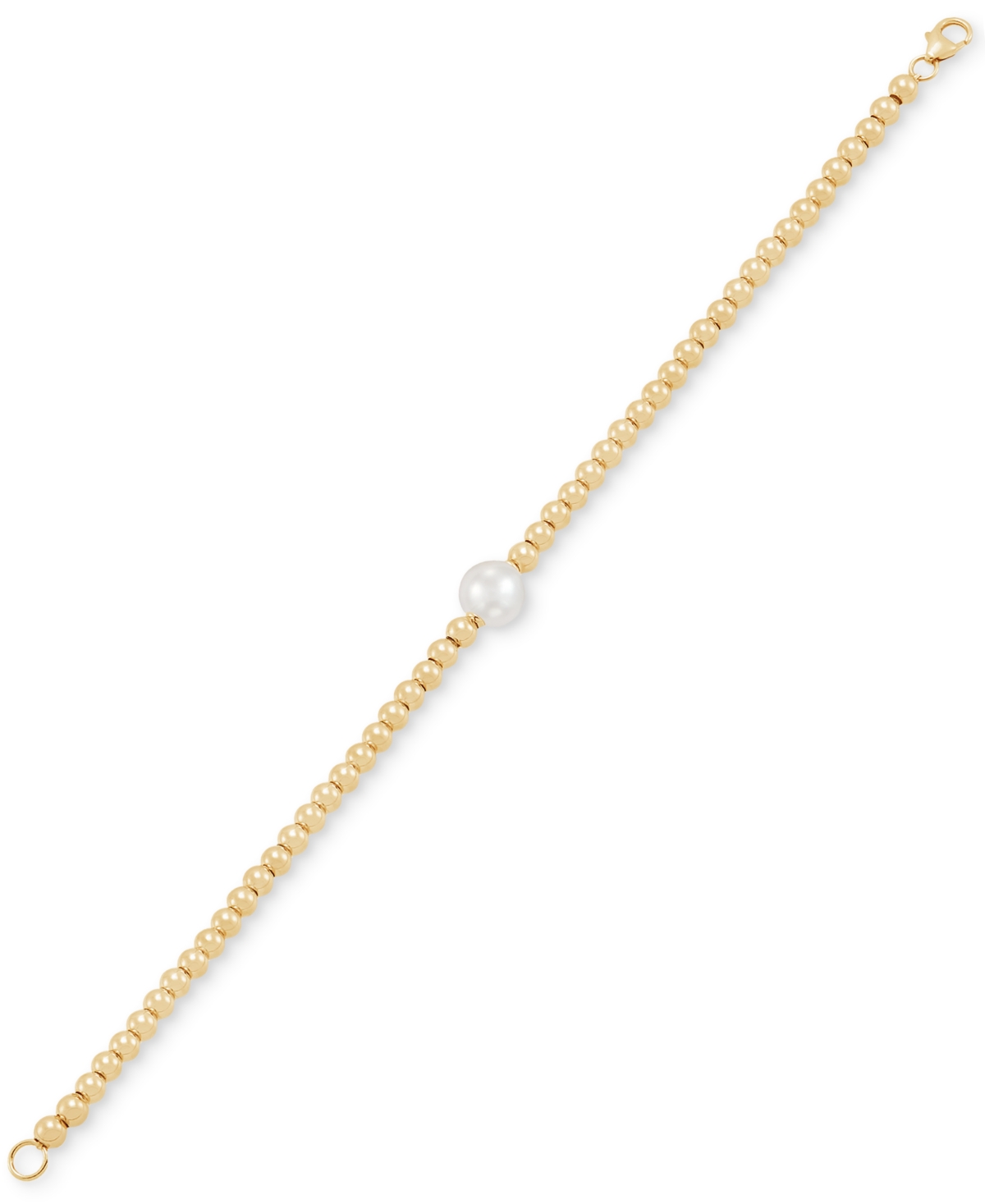 Macy's Cultured Freshwater Pearl (8-8.5mm) & Bead Bracelet In 14k Yellow Gold In Gold