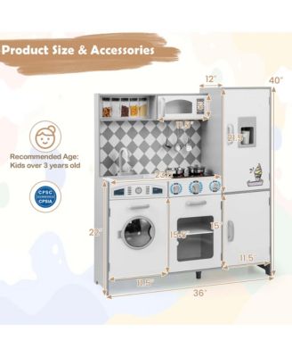 Kids Kitchen Playset with Realistic Lights & Sounds Ice Maker Stoves Sink Oven